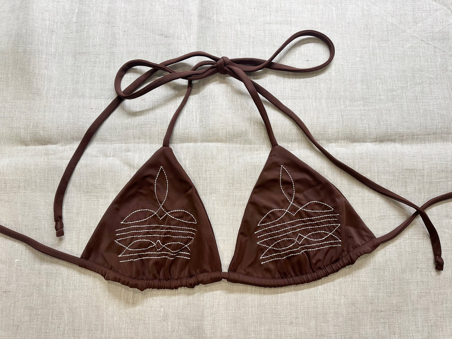 S Chocolate/Cream Cowboy Boot Stitch Top