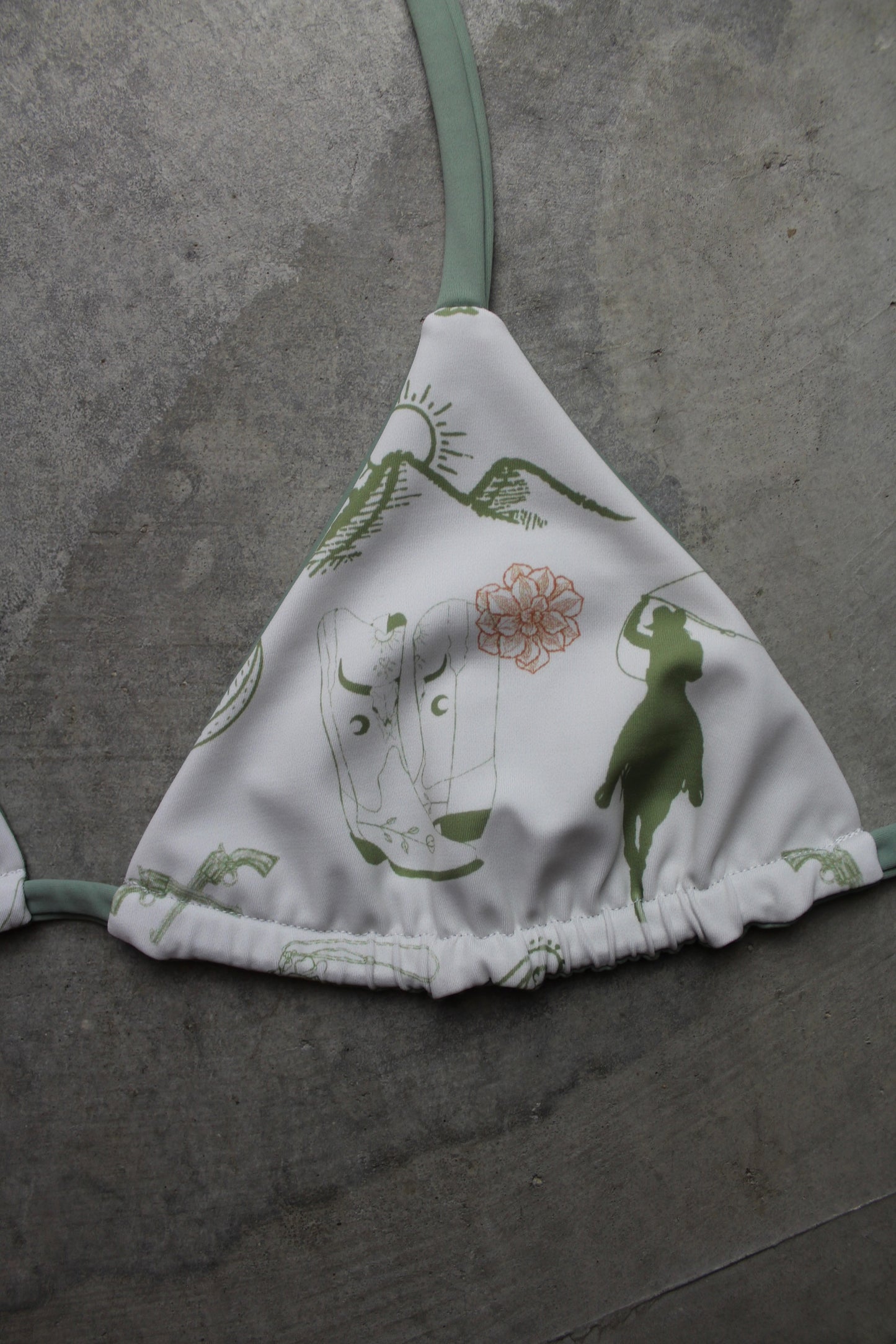 M - Saloon/Sage Green Triangle Top