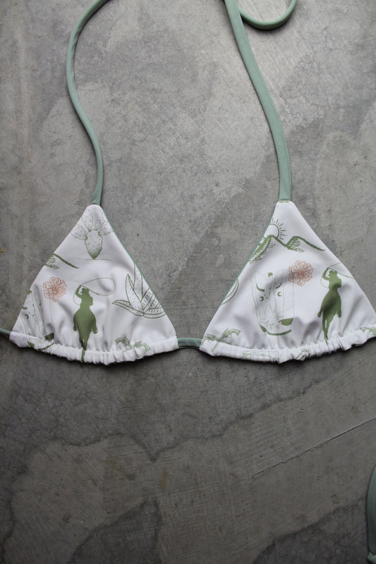 M - Saloon/Sage Green Triangle Top